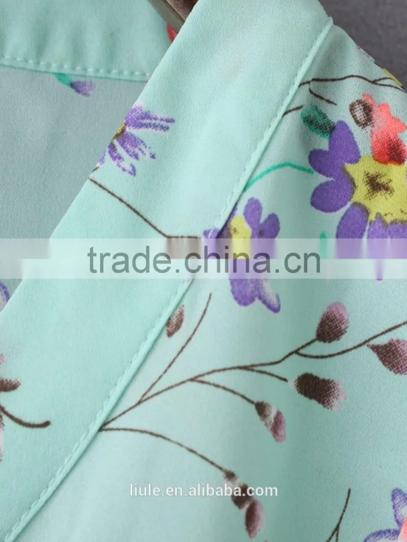 New Design Chiffon Blouses medium Sleeve V-Neck Blouse Elegant Casual Loose Shirt