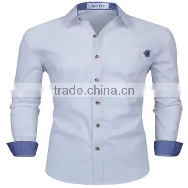 2016 new wholesale Stylish Slim Fit Long Sleeve Contrast custom mens casual dress shirts