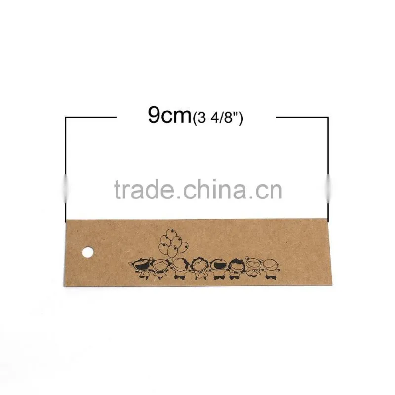 Paper Label Tags Rectangle Brown Balloon Pattern 9cm(3 4/8") x 2.5cm(1"), 1 Piece
