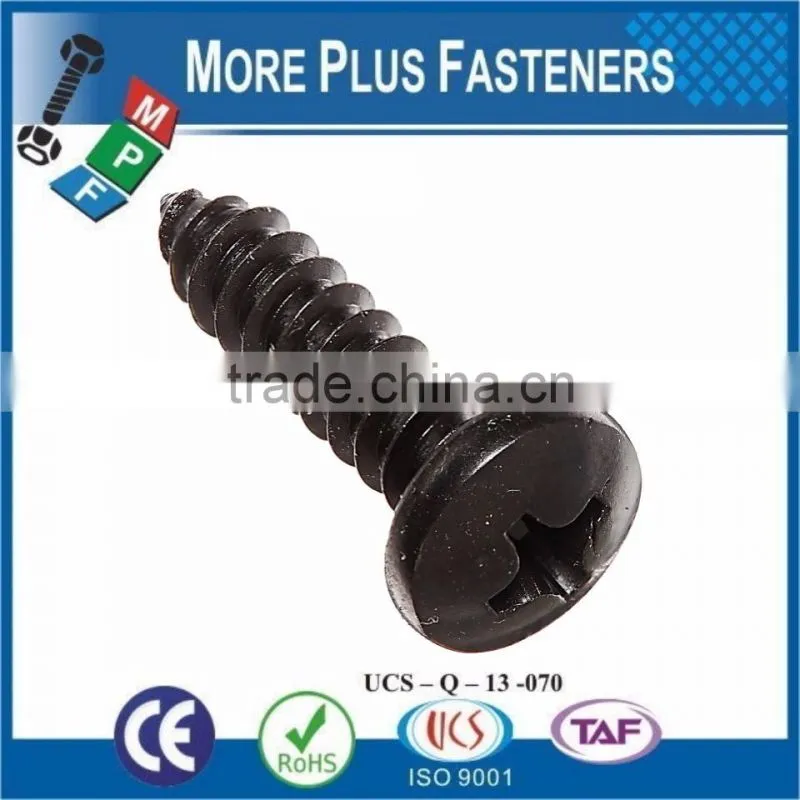 Made in Taiwan Zinc Plated Stainless Steel Black Oxide Sheet Metal Screw