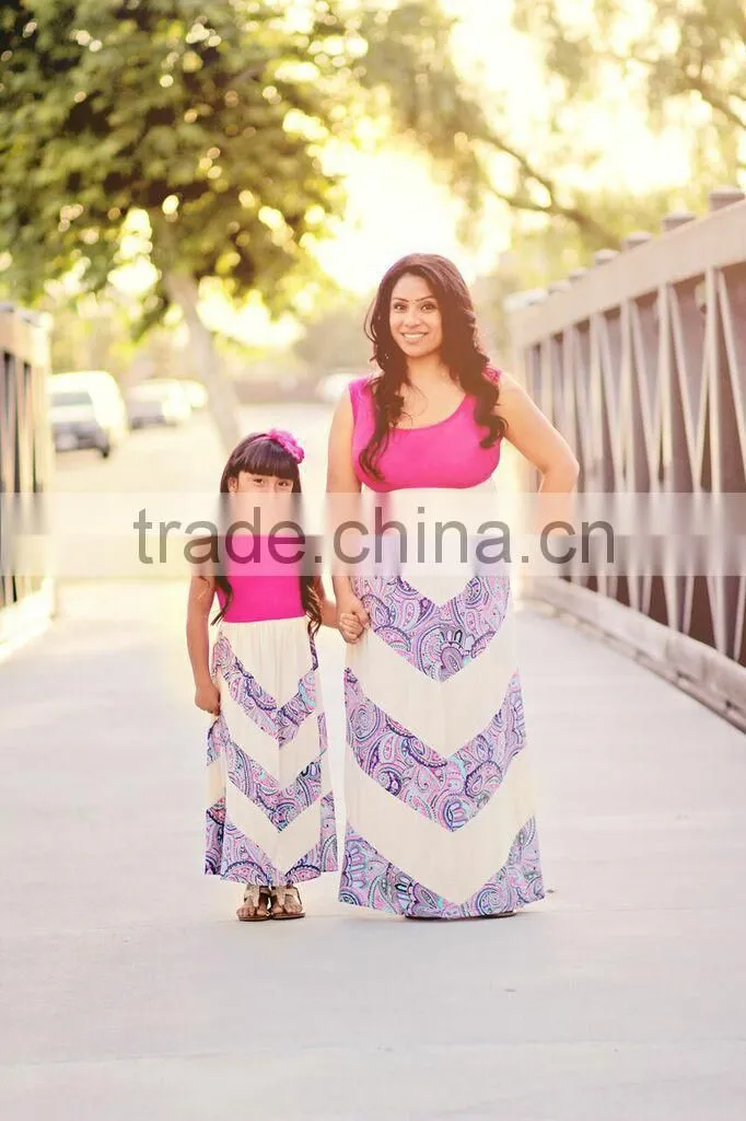 mommy and kids clothing sets white and purple long dresses