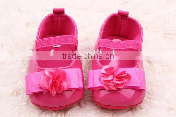 New Sweet Anti-slip Flat Flower Princess First Walkers PU Baby Newborn Shoes