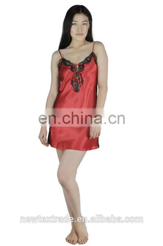 2015 HOT Sexy Red family with black lace chemise lingerie