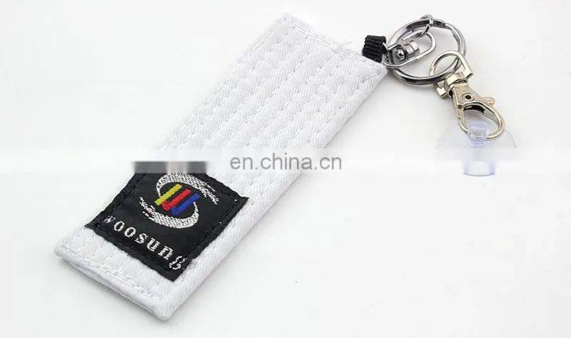 Cheap wholesale martial arts taekwondo/karate/bjj mini belt key chains accessory,taekwondo equipment