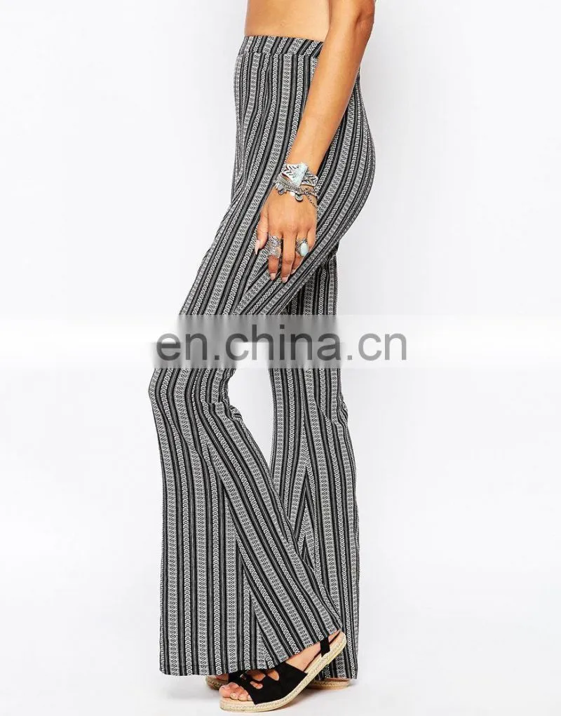 New Style Ladies Casual Vertical Stripe Flare Pants
