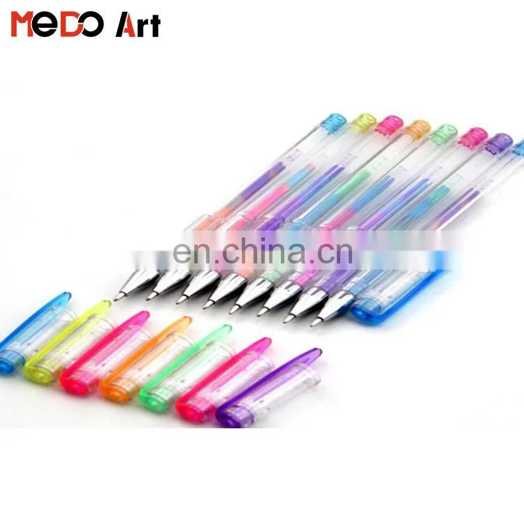 China Factory Cheap Free Samples Gel Pen Set Metalic Glitter Neon Pastel Gel Pen for Drawing