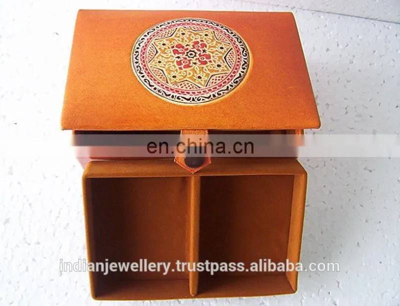 Leather cosmetic and jewelry box manufacturer, Original Goat leather jewellery and cosmetics box exporter