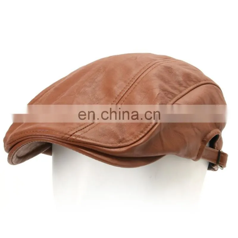 Men Faux Leather Warm Baseball Cap Causal Windproof Peaked Cap Adjust Snapback