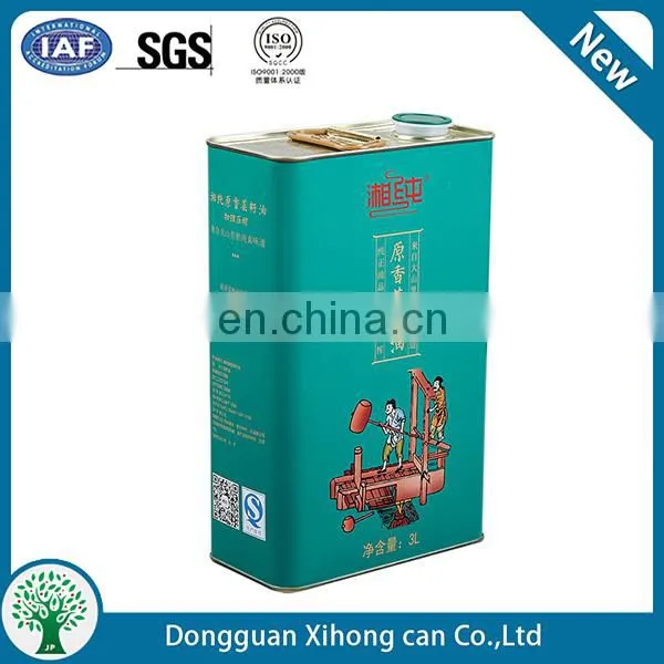 3L oil can olive oil tins square camellia oil cans with plastic lids