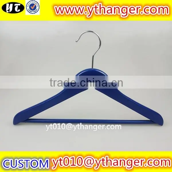 YY0527 blue kids flat wooden hanger custom wooden baby clothing wooden hanger