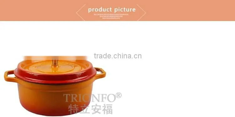 Trionfo orange pot pre-seasoned cast iron cookware enamelled casserole