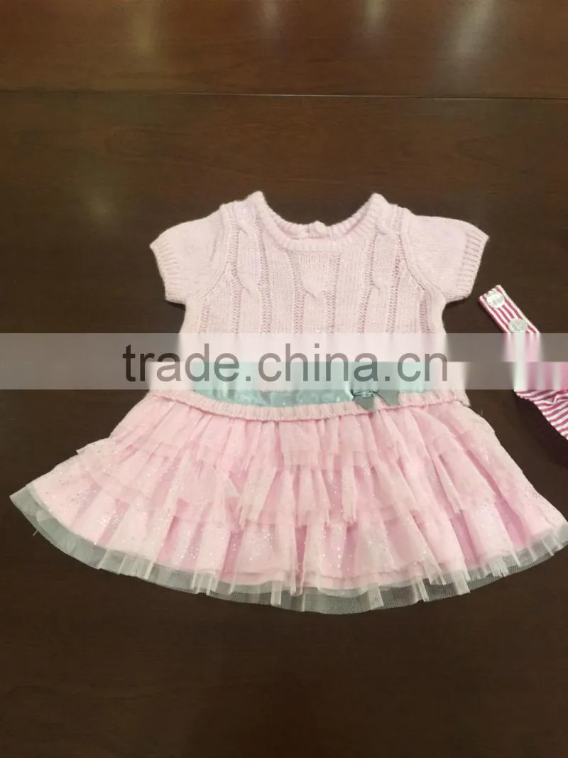 New Fashion pink Sweater pink dress Designs for girl baby