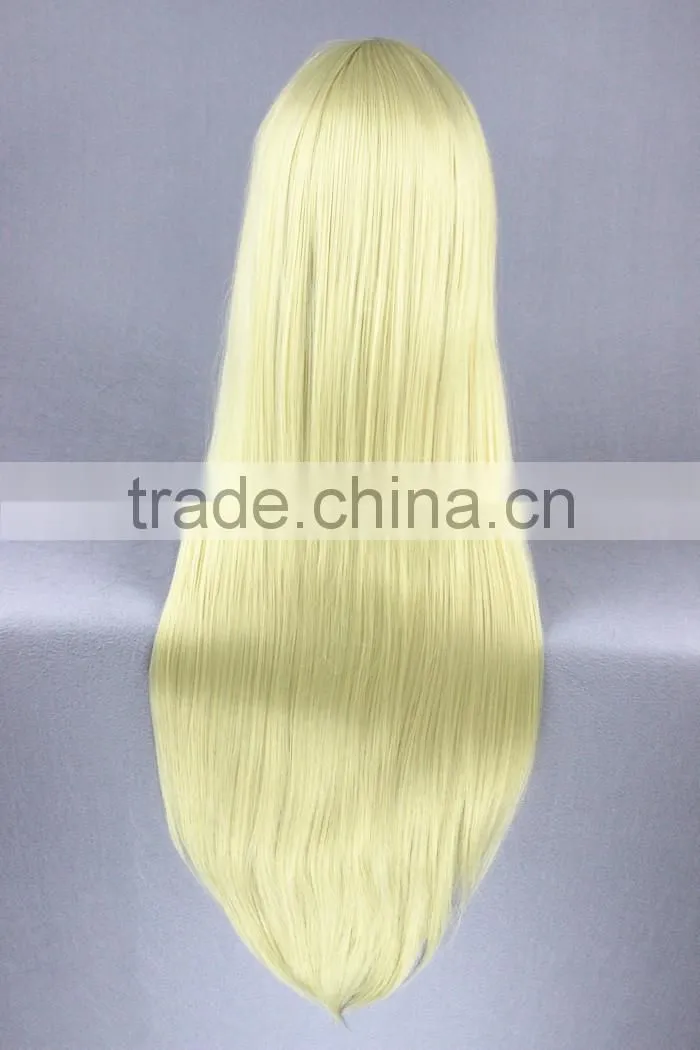High Quality 80cm Long Straight Chobits AGATSUMA SOUBI Beige Synthetic Anime Wig Cosplay Hair Wig Party Wig