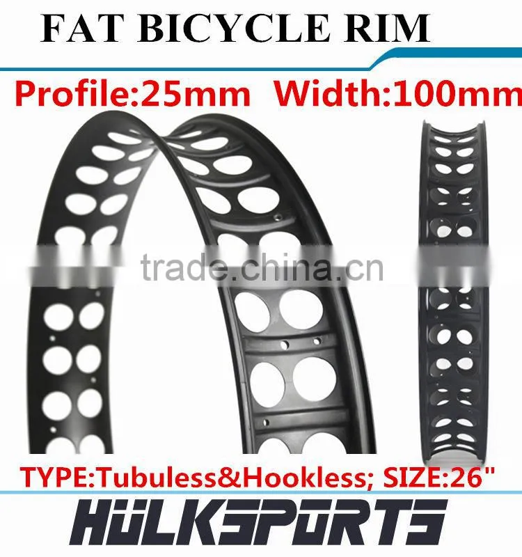 High Quality CheapBicycle Parts 26ER Profile 25mm Fat Wheel Rims Width 100mm Carbon Fiber Wheels Tubuless Rims Fat Bike Wheels