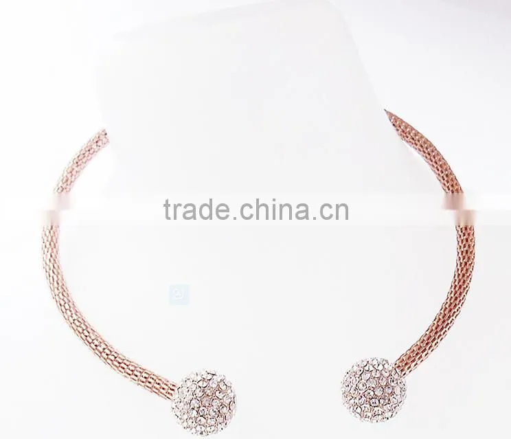 Europe and America fashion high-grade open collar crystal ball pendant necklace