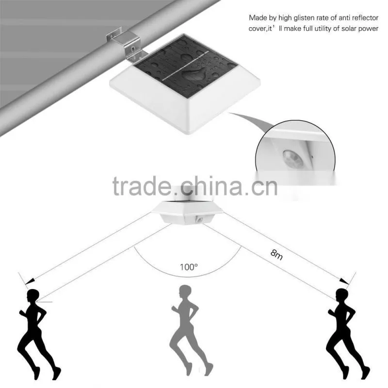 Upgraded PIR Senso 4 LED Super Bright PIR Motion Sensor Solar Powered Gutter Fence Light