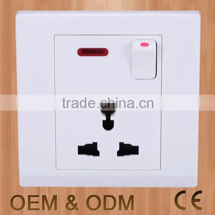 China generator 13A multifunctional outlet switched socket with neon light