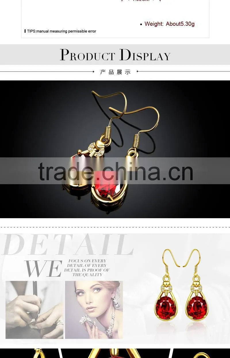 2015 latest fashion jewellery indian gold crystal drop earrings