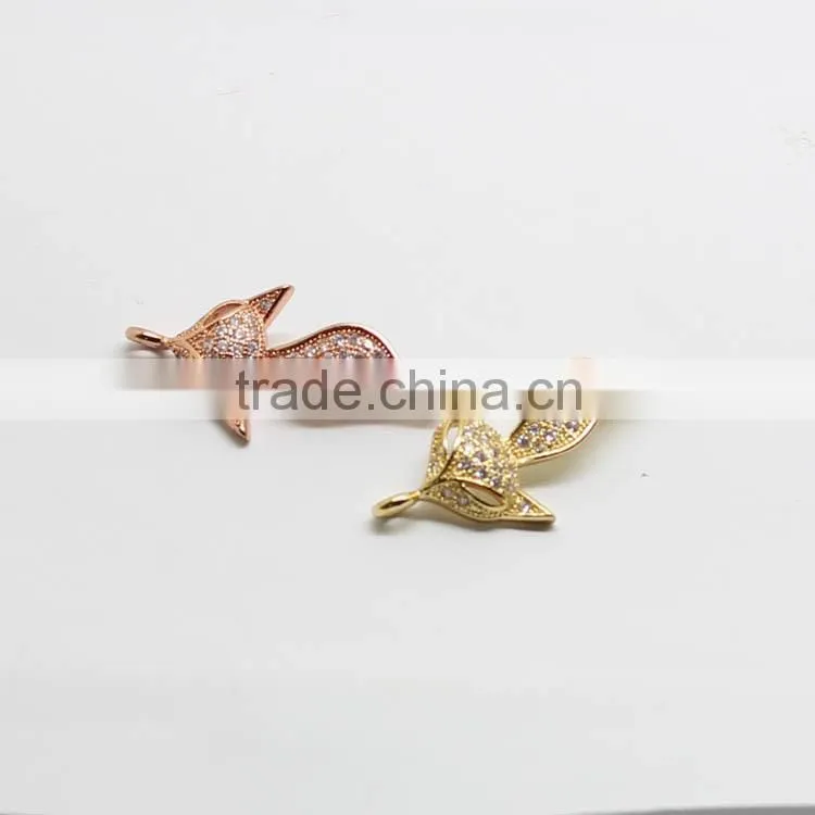 CZ6473 Link, Pendant, Jewelry Findings,Clear Cubic Zirconia pave fox Connector