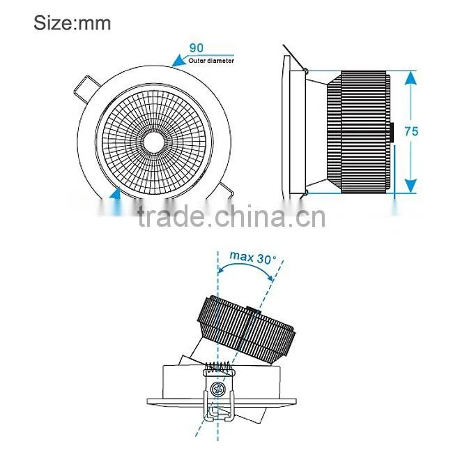 led lights 9w dimmable led cob downlight