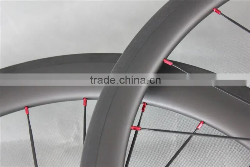 56mm clincher wheels red R36 hub carbon wheels red nipples full carbon wheels China W56C