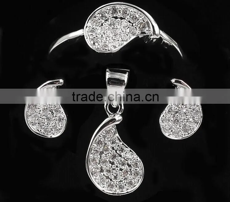 Alibaba 925 silver jewelry set zircon jewelry set flower shape design micro pave setting