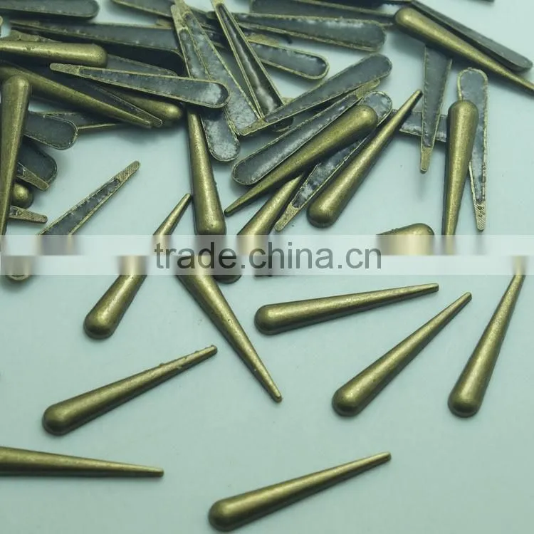 Needle Shape Hot Fix Alloy Studs long tear drop in gold black nickel silver and antic brass