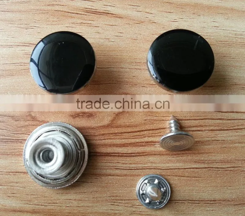 Black Enamelled Removable Metal Jeans Tack Button For Jeans / Jackets -- J1541