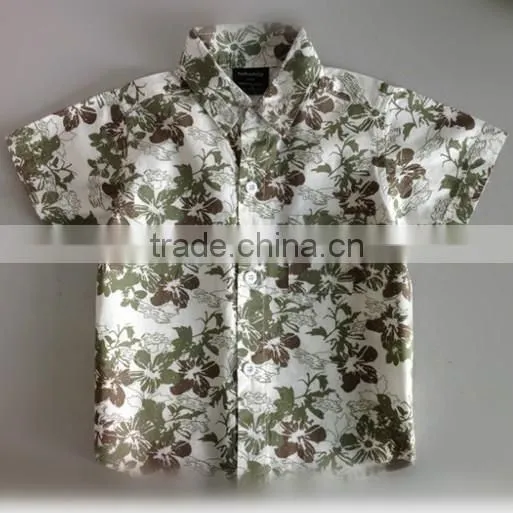 short sleeve shirts kid garment fashion formal cotten collar children crocodile Printing Shirt