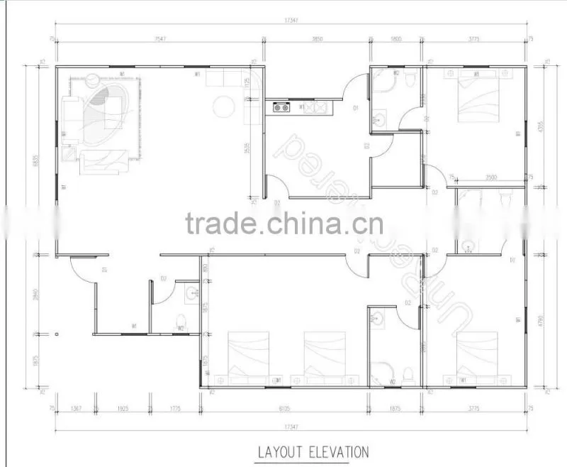 Three bedroom small house light steel structure prefab sandwich panel villas