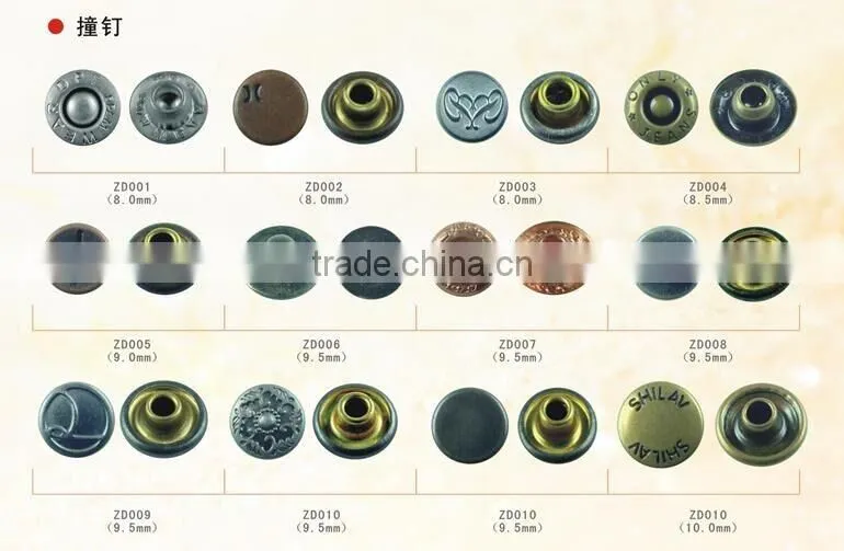 Fashion brass metal jean rivet button for clothing