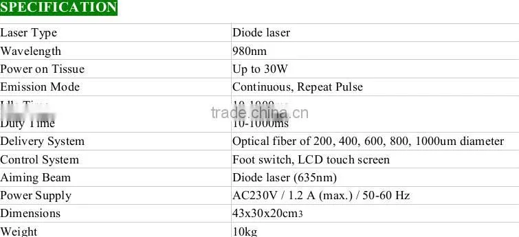 portable Lipolysis Laser Melting fat equipment with 30W 980nm diode laser