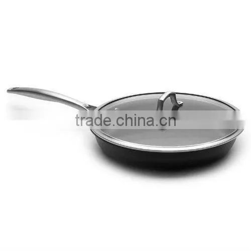 Aluminum Nonstick Pressed/ Forged Fry Pan with Glass Lid Lid Covered Pizza Pan Egg Pan