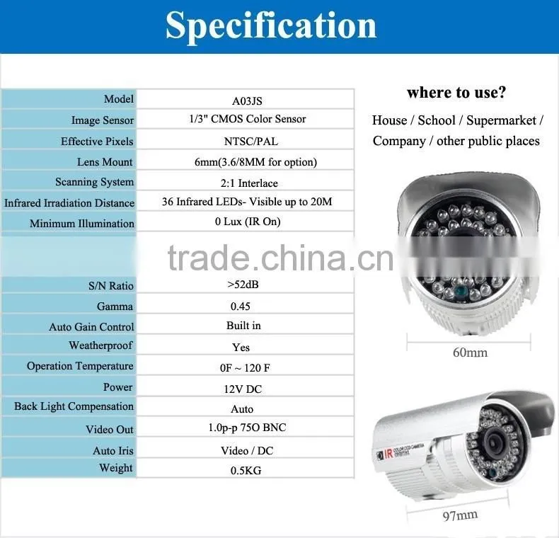 H.264 real-time high compression CCTV DVR kit 4x480TVL NTSC CCD outdoor cheap home security CCTV camera systems