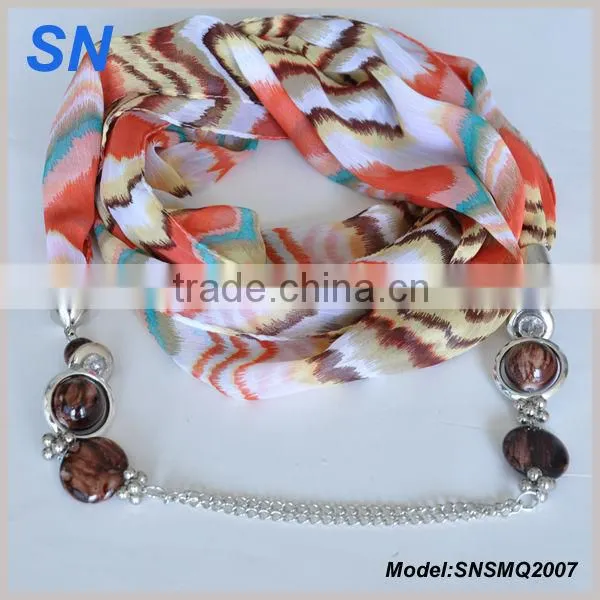 Leopard grain design scarf string of scarf all sorts of color stones