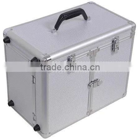 Professional Hair Stylist Aluminum Rolling Tool Box Makeup Artist Salon Train Case