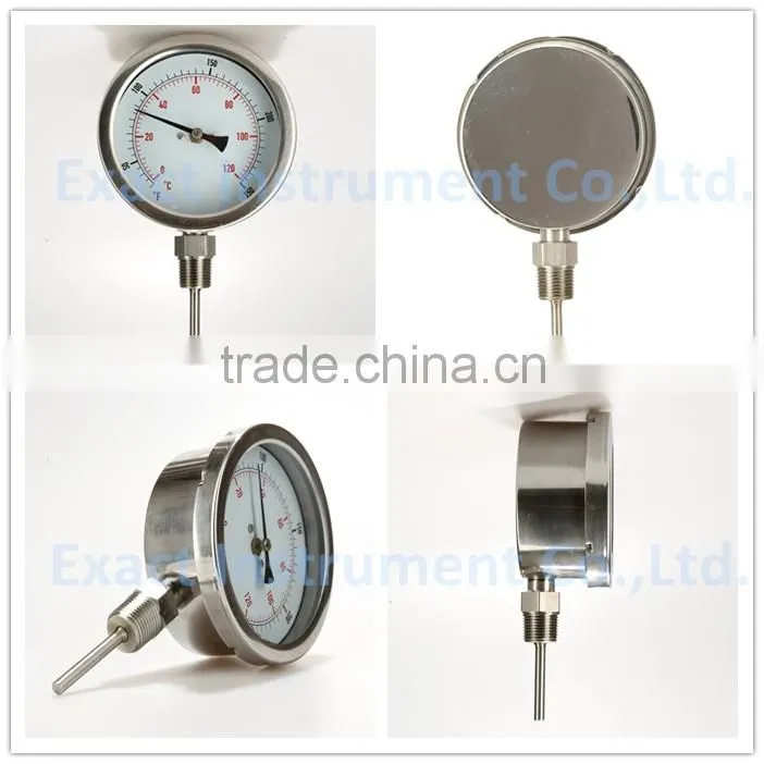 Stainless Steel Bottom Mount Industrial Bimetal Thermometer