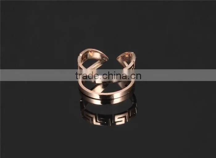 high quality jewellery rose gold plated stainless steel cuff double ring