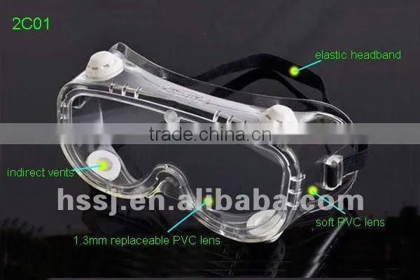 2016 hot selling dental safety goggles CE EN 166 PC transparent safety goggles with 4 holes PC replacable safety goggles