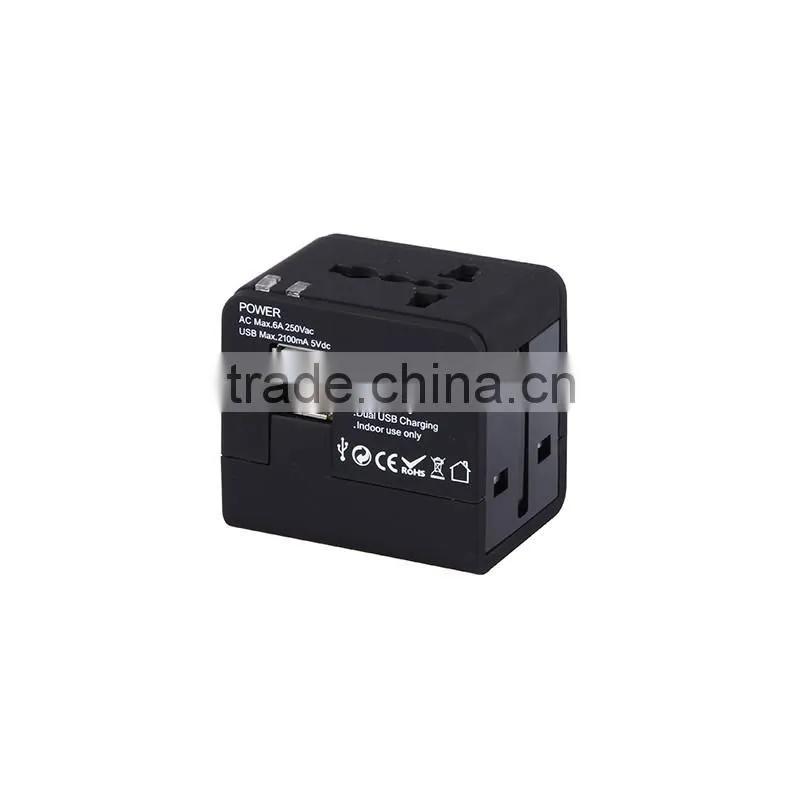 US EU UK AU Plug 5V 2.1A 2 USB Worldwide Universal Travel Adapter Charger