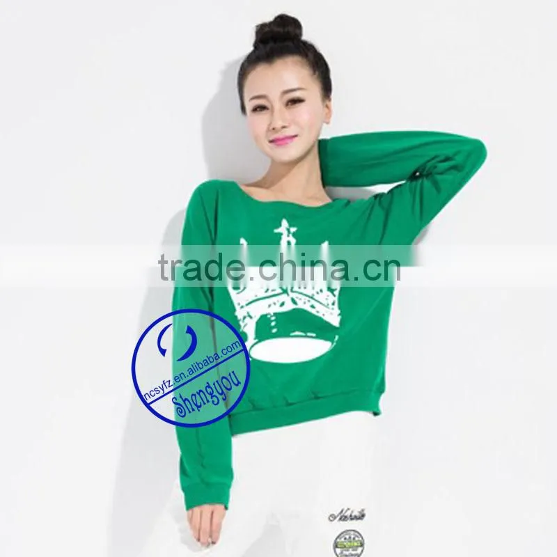 Wholesale high quality womens pullover sweatshirt without hood