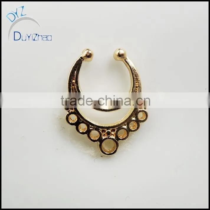 Fashion fake septum clicker plated gold nose rings fine jewelry