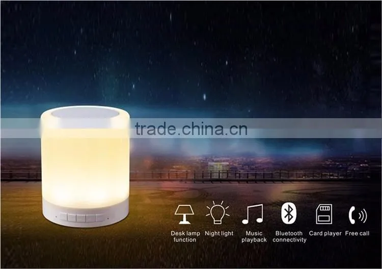 2016 Portable LED Desk Light RGB Rechargeable Battery Operated Touch Sensor Dimmable Wireless Table Lamps With Bluetooth Speaker