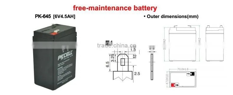 Hot Sale 6V 4.5Ah Free Maintenance Sealed Lead Acid Rechargeable Battery For Toy Car