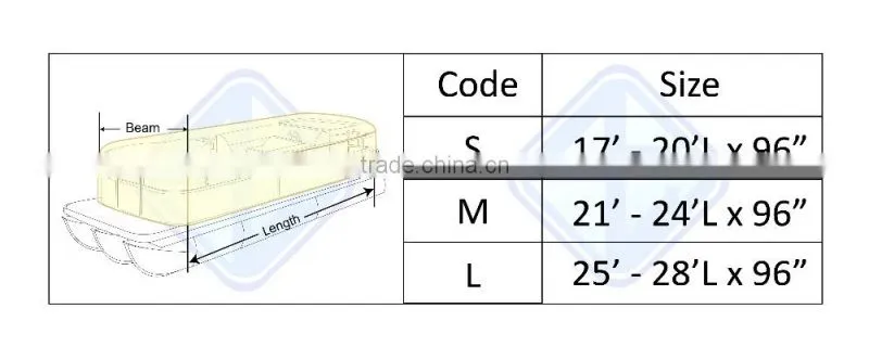 21ft - 24ft Marine Grade 300D Pontoon Boat Cover