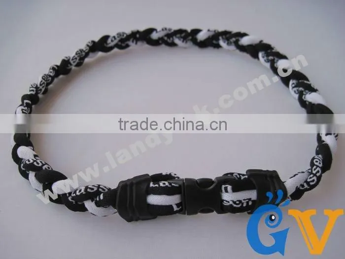 Cheap Tri Braided Weave Titanium Sports men silicone rubber necklace