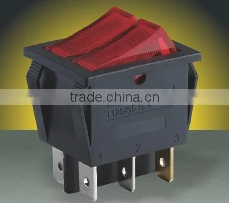 A7 double pole double throw rocker switch for oven and stirrer, 16A/250V T125/55, 1E4/5E4