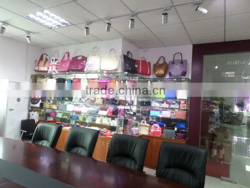 red pvc cosmetic bag with metal frame