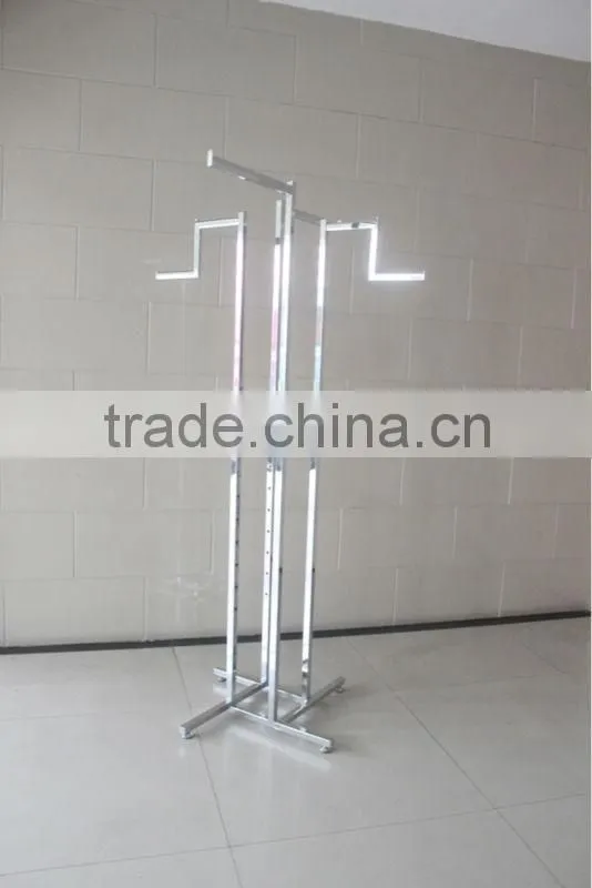 Cheap Price Clothes Display Rack 4-Way Garment Rail