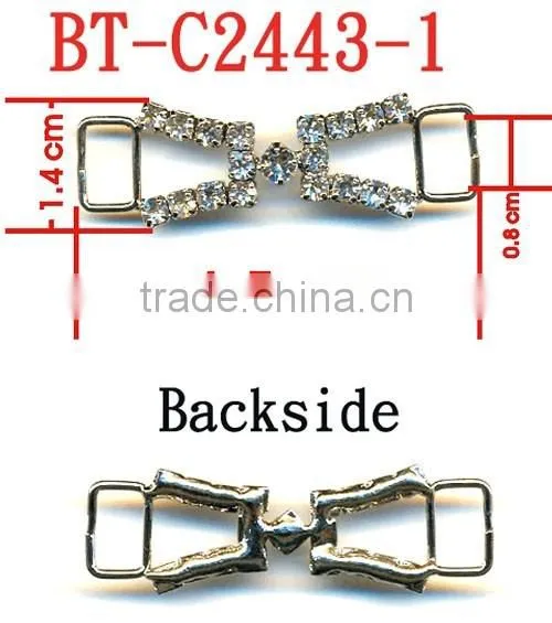3MM 5MM Clear Cystal Rhinestone Connector Rhodium Metal Belt Buckle